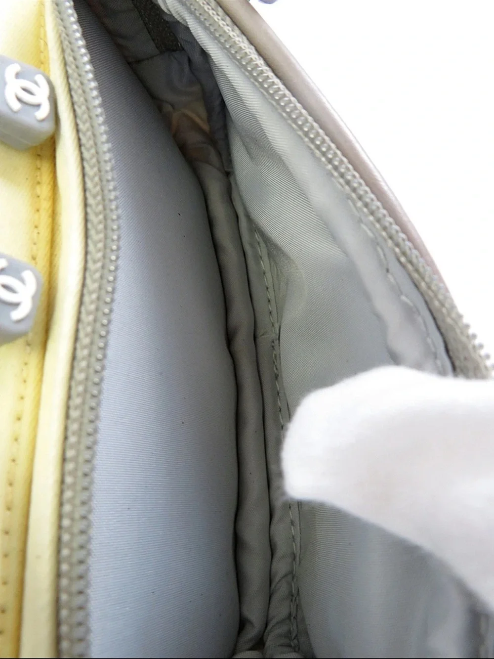 CHANEL Cream, Taupe & Black Nylon Crossbody Backpack